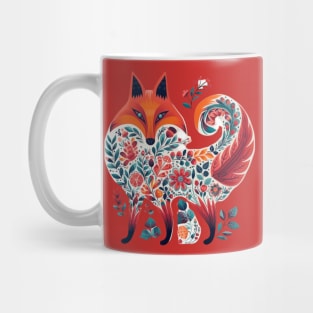 A Fox in Scandinavian Folk Art Style Mug